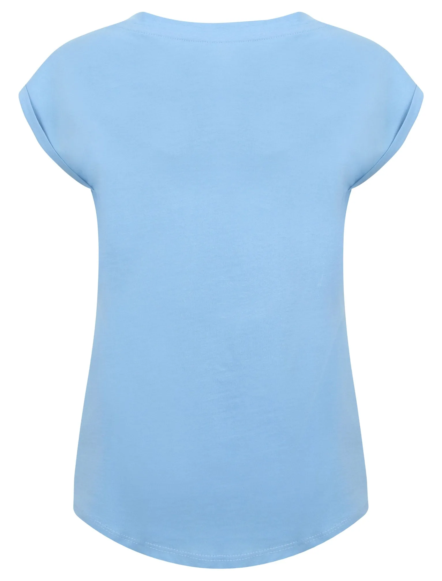 Aafiyah Cotton T-Shirt with Turn-Up Sleeves In Allure Blue - Tokyo Laundry