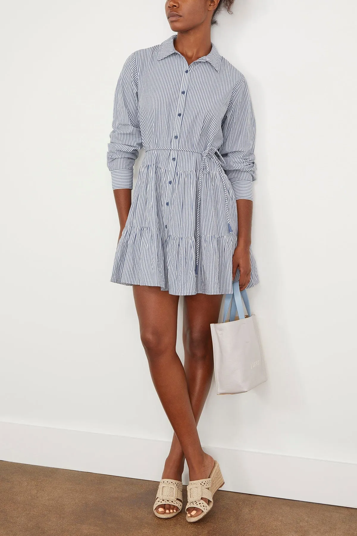 Anna Shirt Dress in Blue and White Stripe