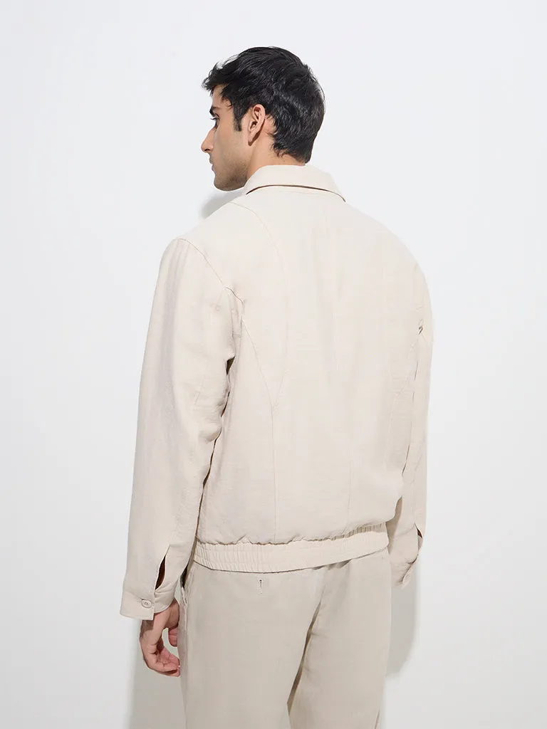 Ascot Beige Solid Relaxed-Fit Jacket