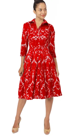 Audrey Dress Shirt Collar 3/4 Sleeve Regular Cotton Stretch (Antoinette Bright)