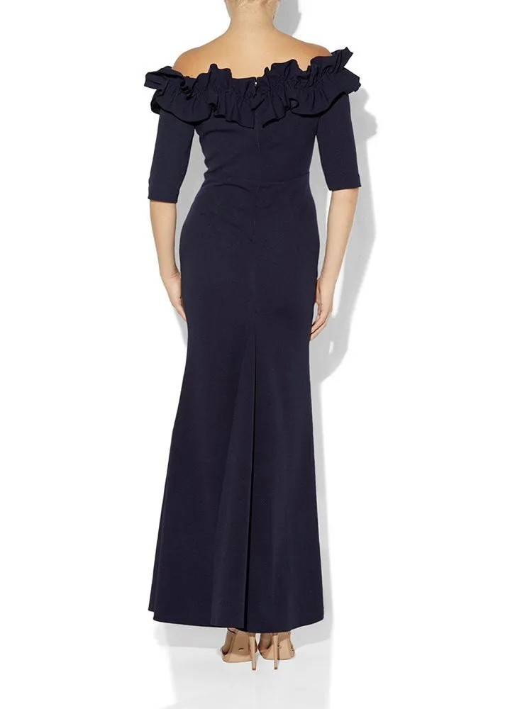 Azariah Navy Portrait Gown