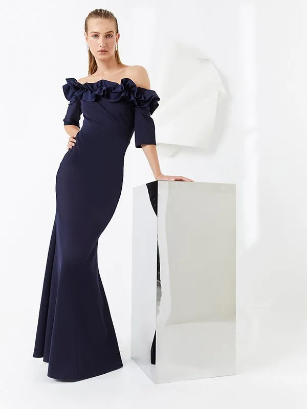 Azariah Navy Portrait Gown