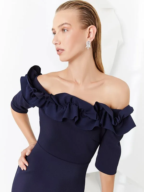 Azariah Navy Portrait Gown