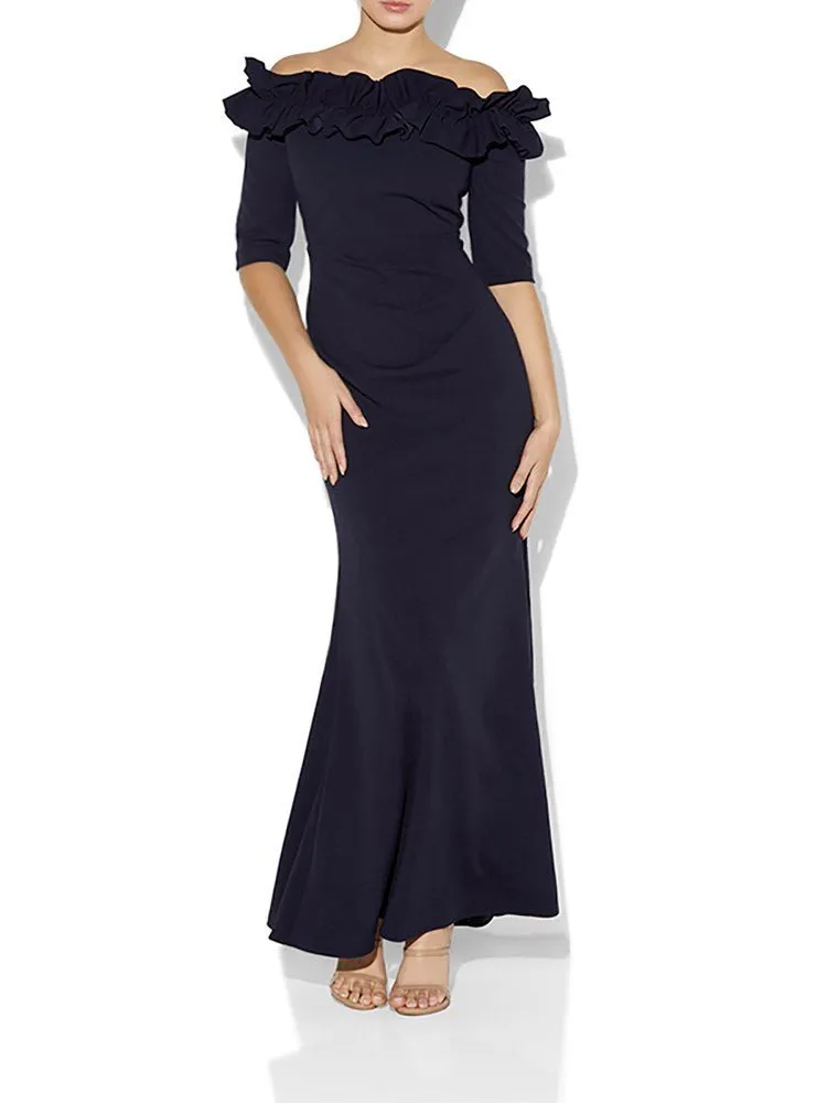 Azariah Navy Portrait Gown