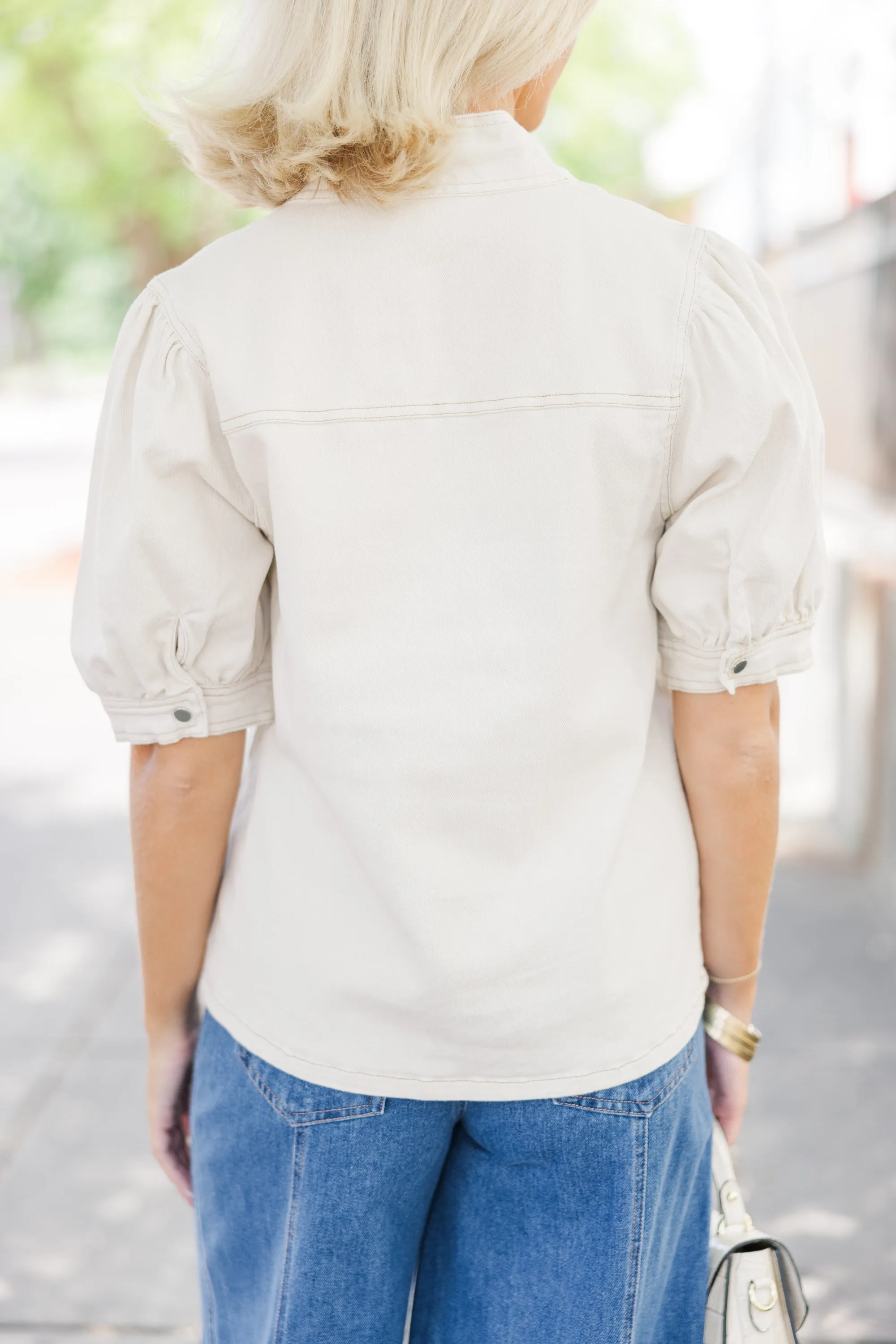 Be True Cream Denim Blouse