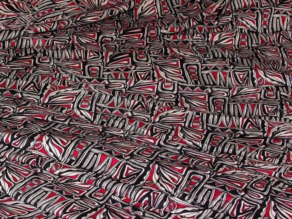 Black and Maroon Abstract Design Pure Cotton Fabric