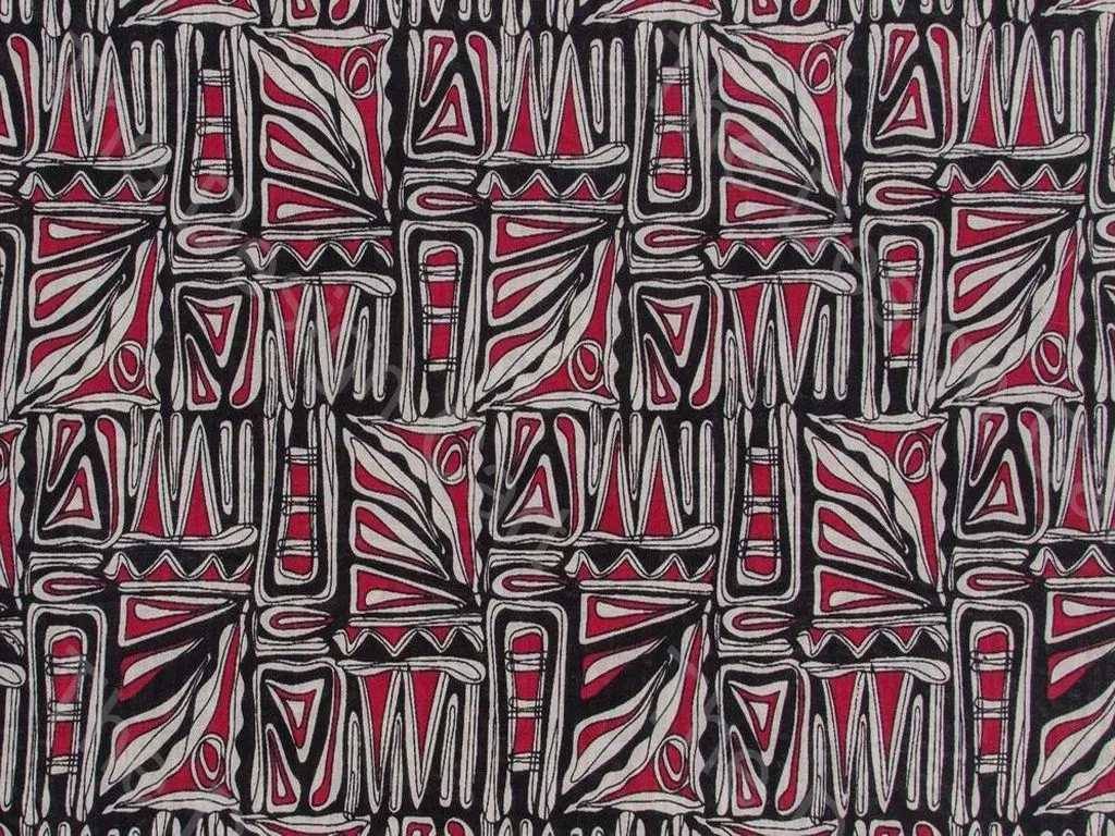 Black and Maroon Abstract Design Pure Cotton Fabric