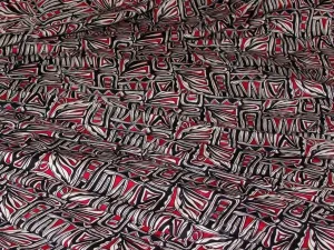 Black and Maroon Abstract Design Pure Cotton Fabric