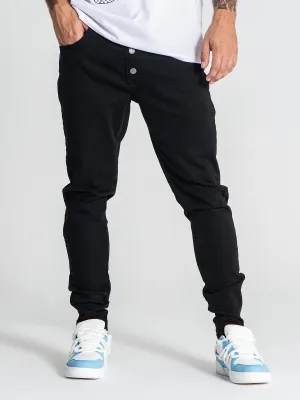 Black Button Up Zipper Jeans
