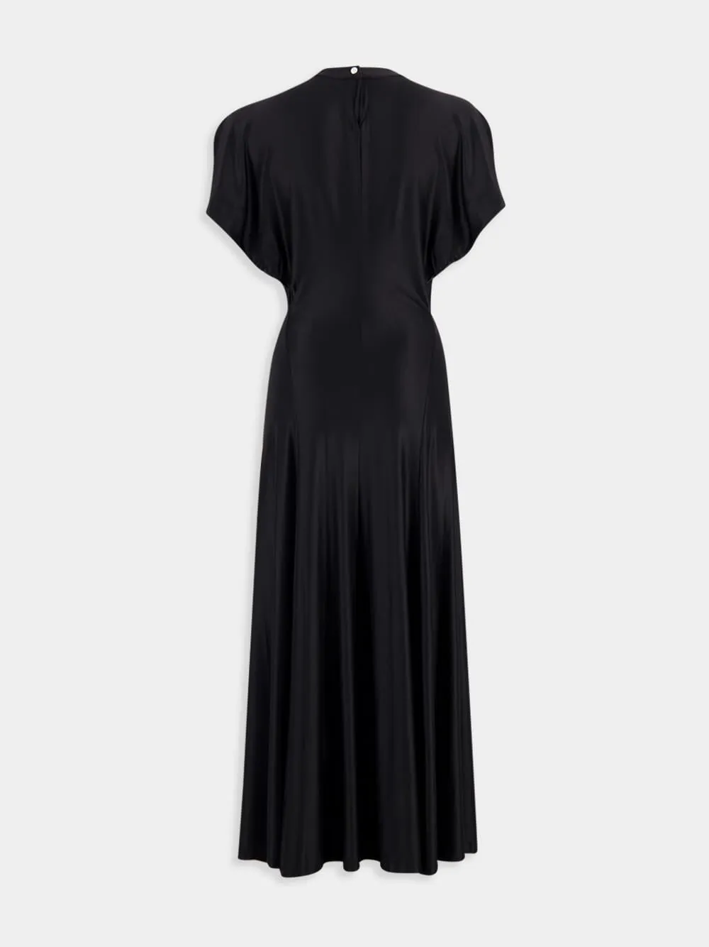 Black Draped Midi Dress