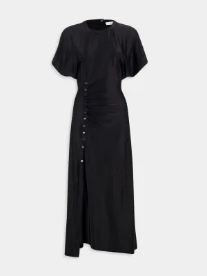 Black Draped Midi Dress