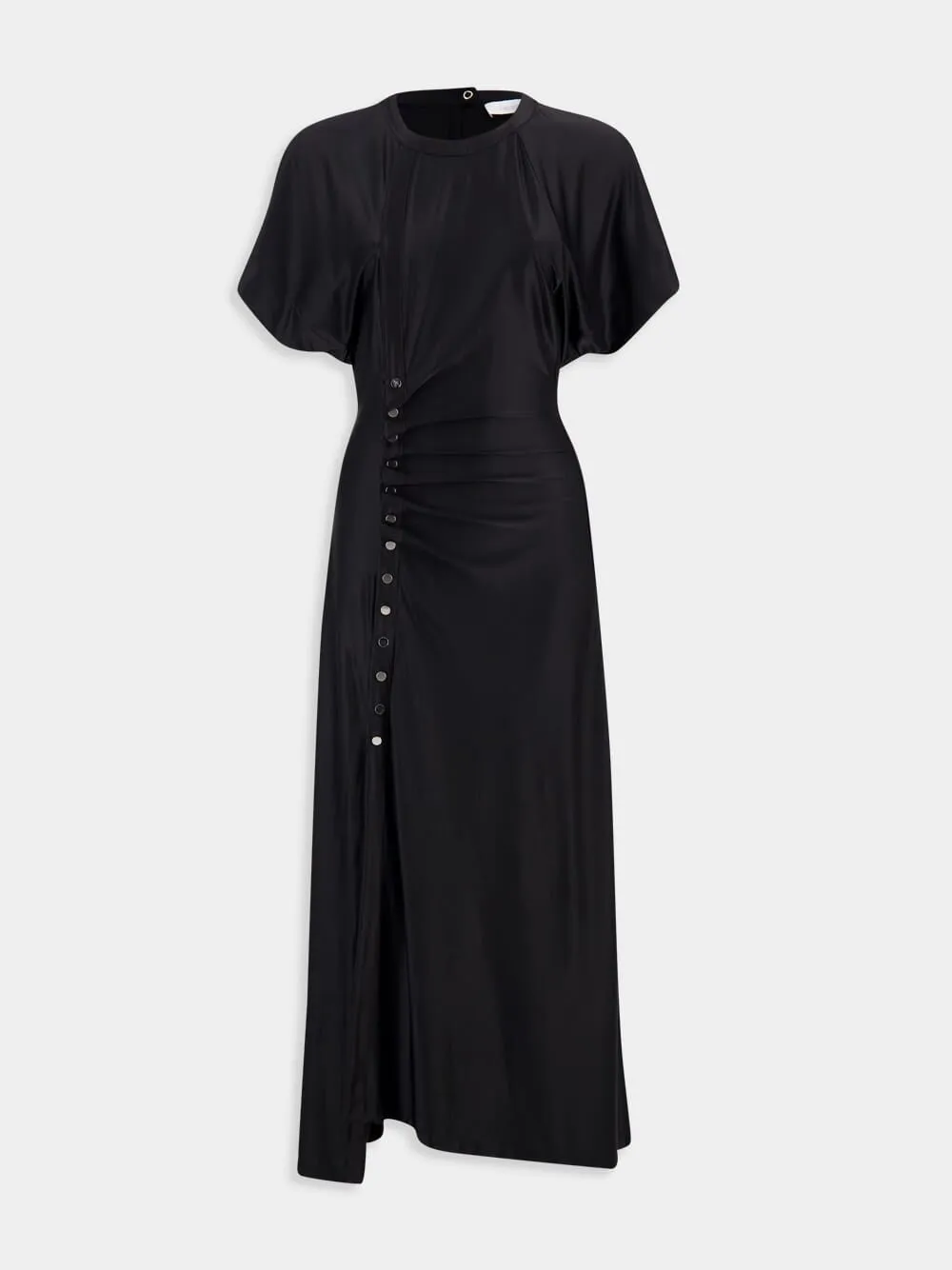 Black Draped Midi Dress