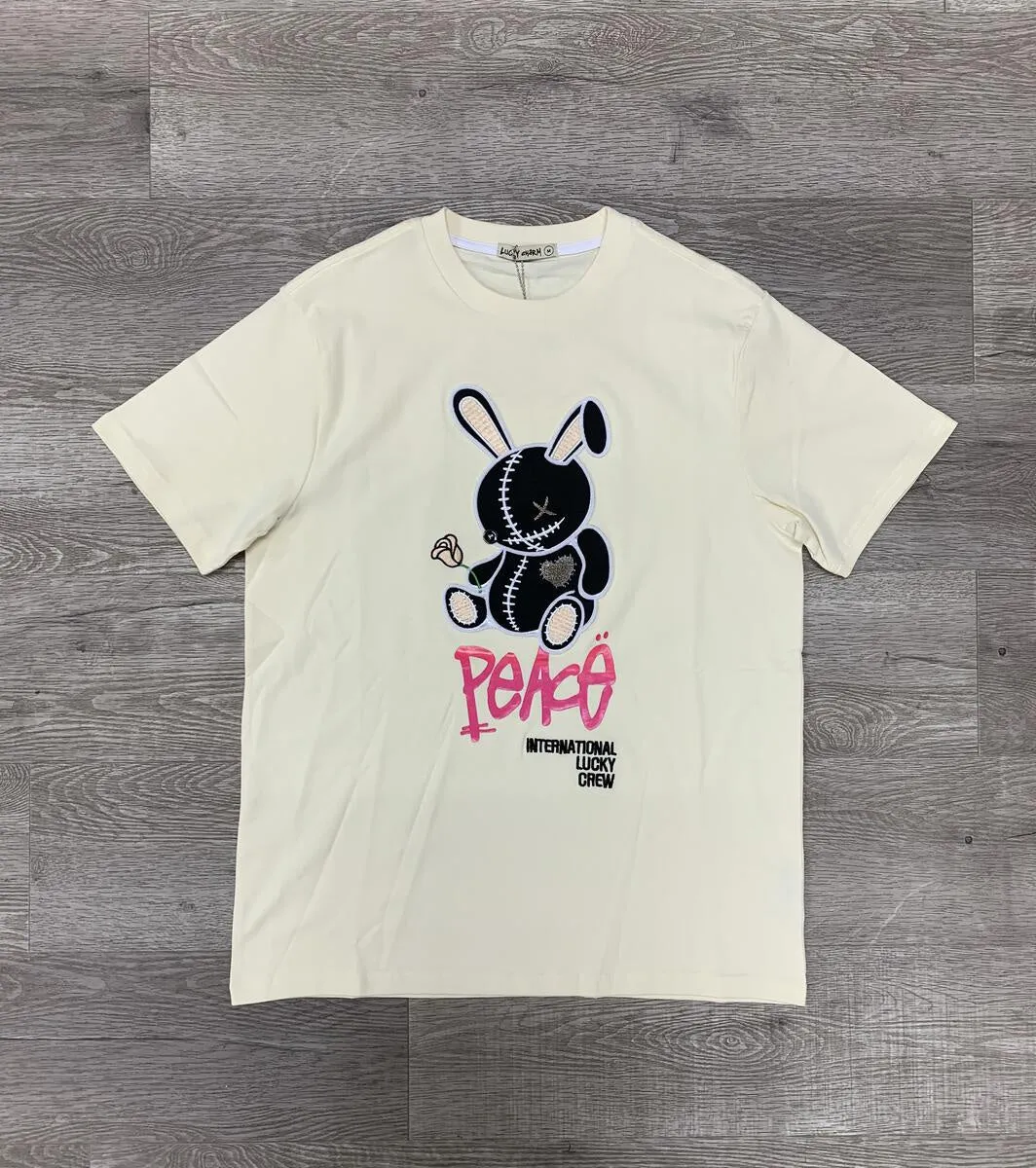 Black Keys "Lucky Charm Peace" Off White Oversized Tee (T1063)