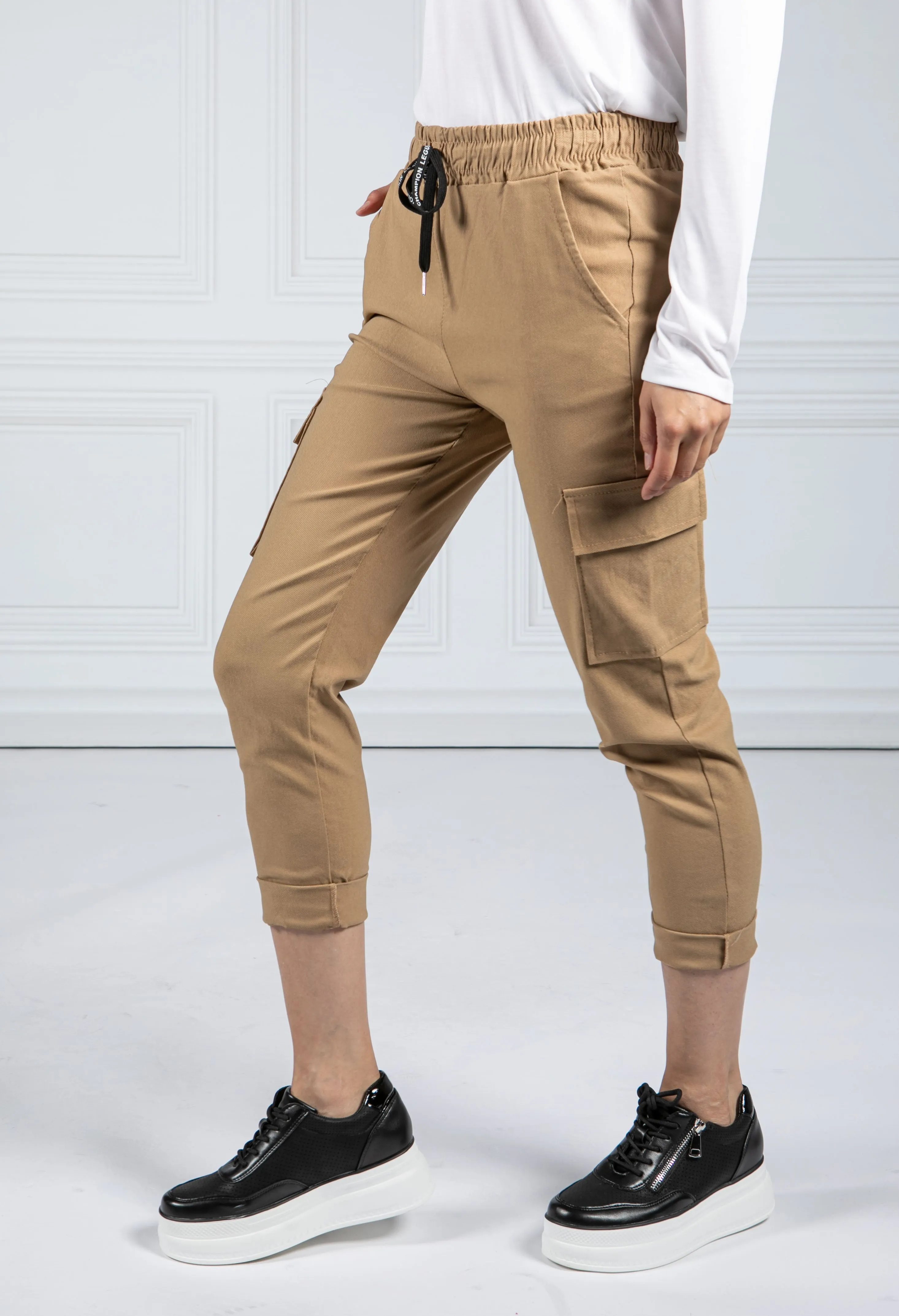Cargo Style Joggers in Camel