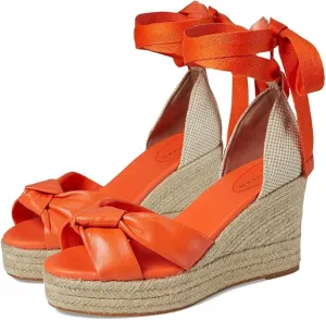 Cole Haan Cloudfeel Hampton Nasturtium Canvas Tie Up Wedge Heeled Sandals