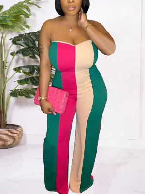 Colorblock Strapless Jumpsuit--Clearance