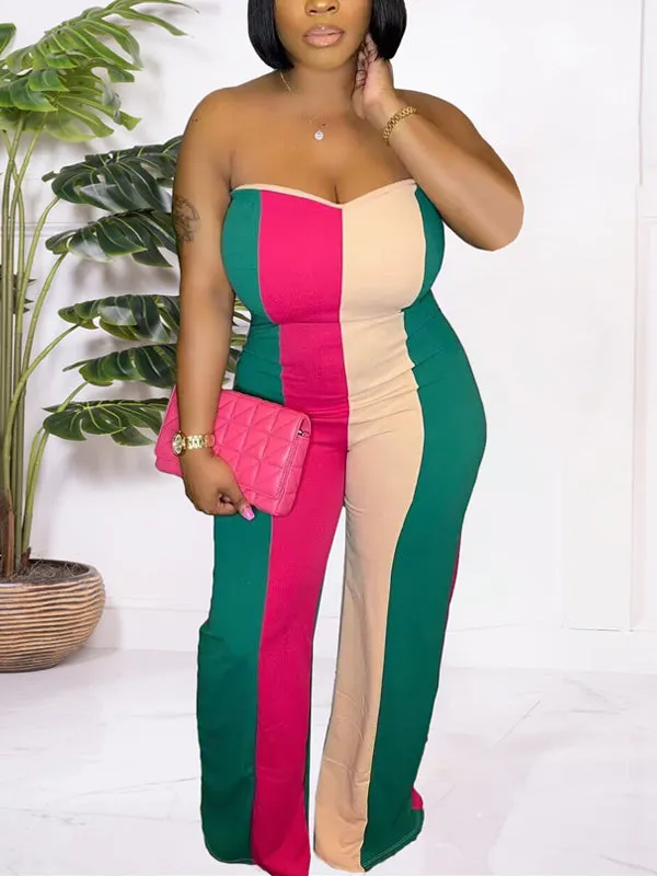 Colorblock Strapless Jumpsuit--Clearance