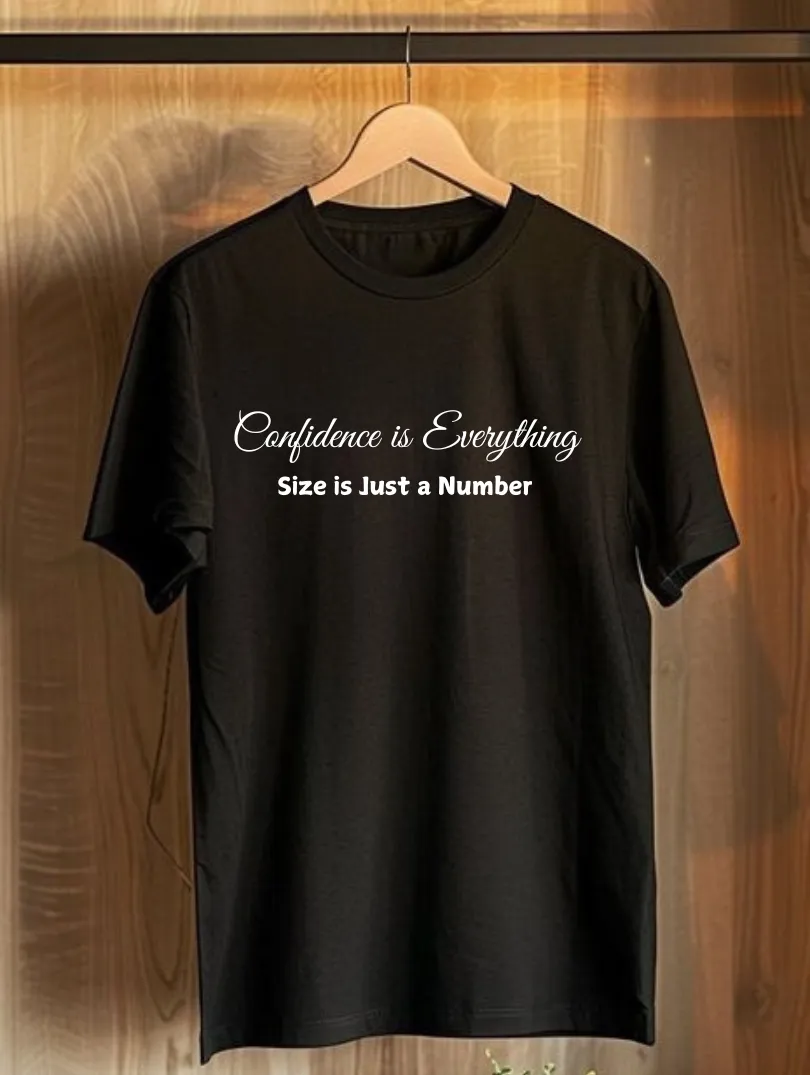 Confidence Is Everything Size Is Just A Number Plus Size Black T-Shirt