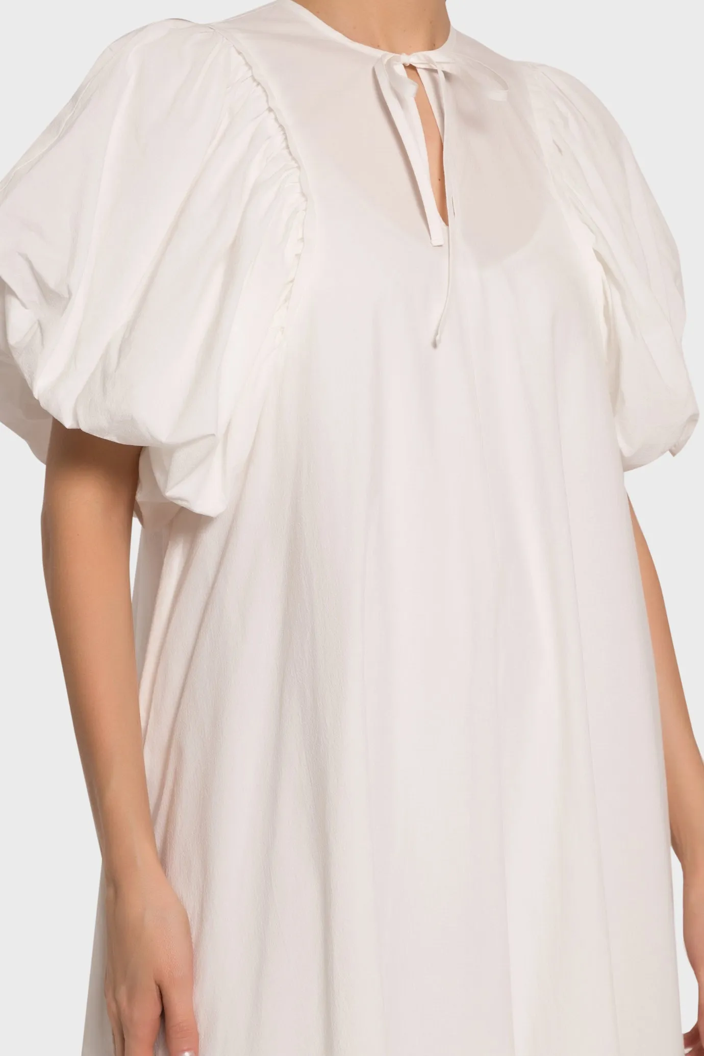 Cotton Ripple Volume Sleeve Maxi Dress