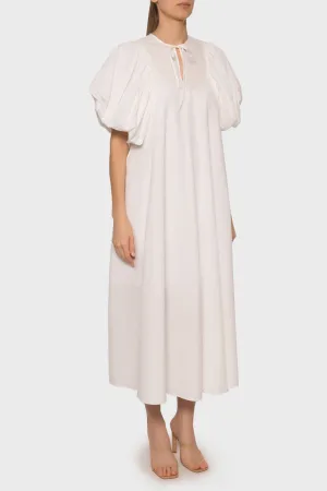 Cotton Ripple Volume Sleeve Maxi Dress