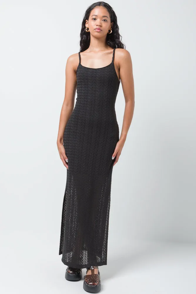 Crochet Textured Dress Black