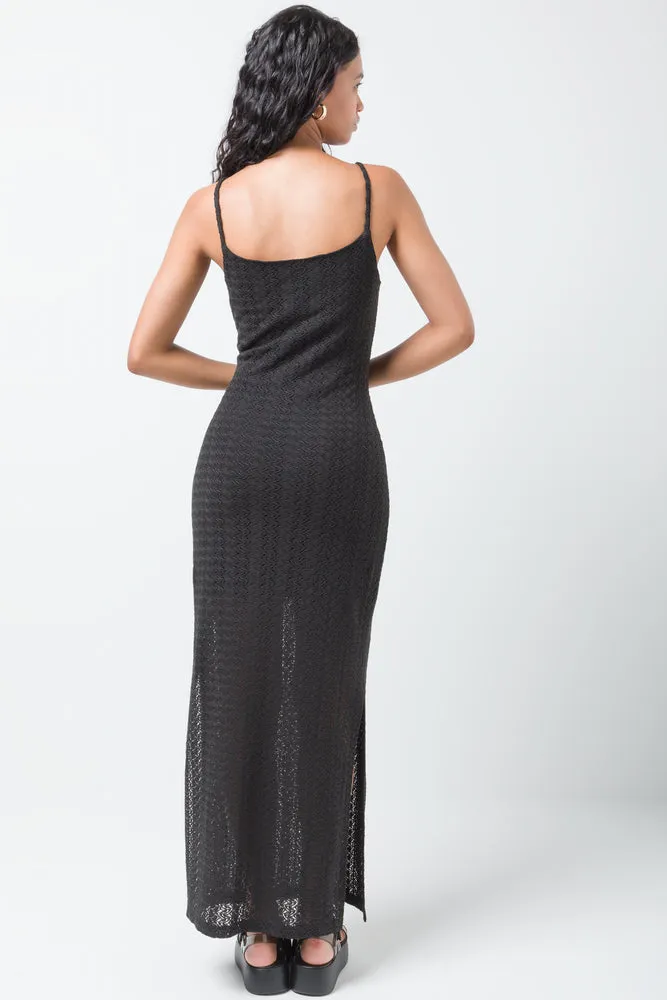 Crochet Textured Dress Black