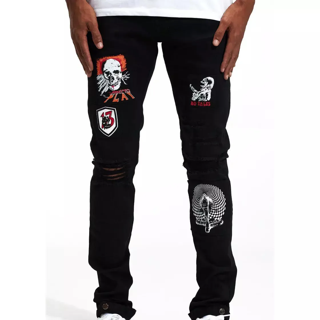 Crysp Denim BLACK PATCHWORK Kurt Denim (CRYSPF221-108)