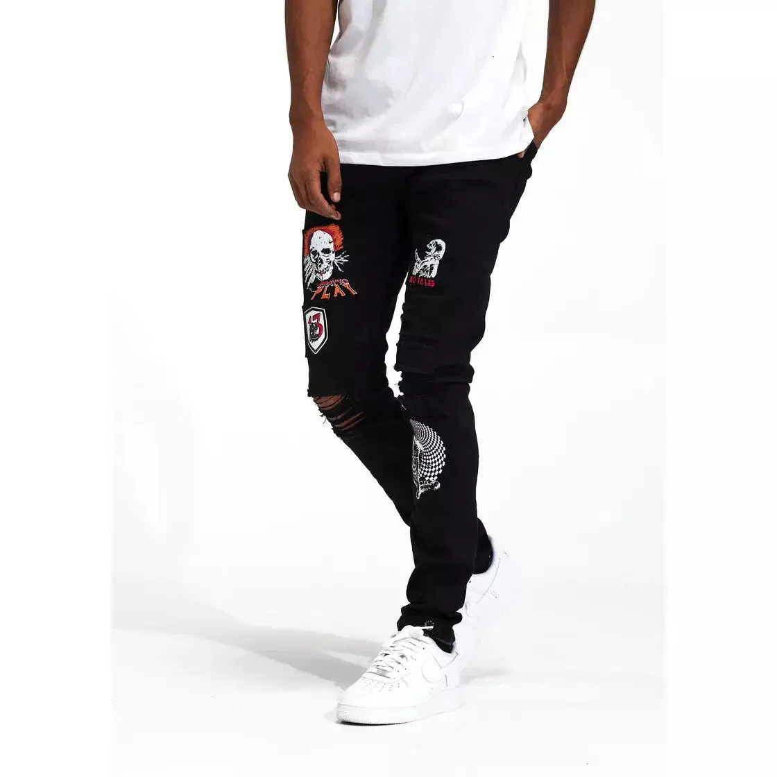 Crysp Denim BLACK PATCHWORK Kurt Denim (CRYSPF221-108)