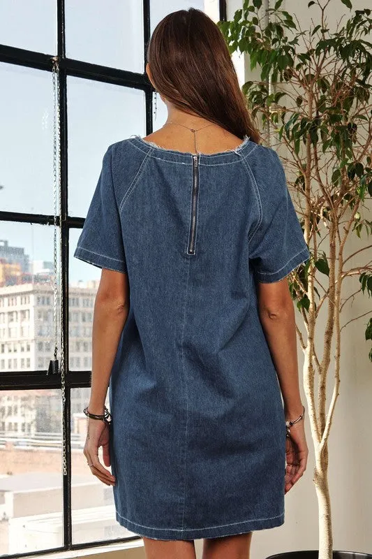 Dark Denim Vintage Edge Washed Denim Dress