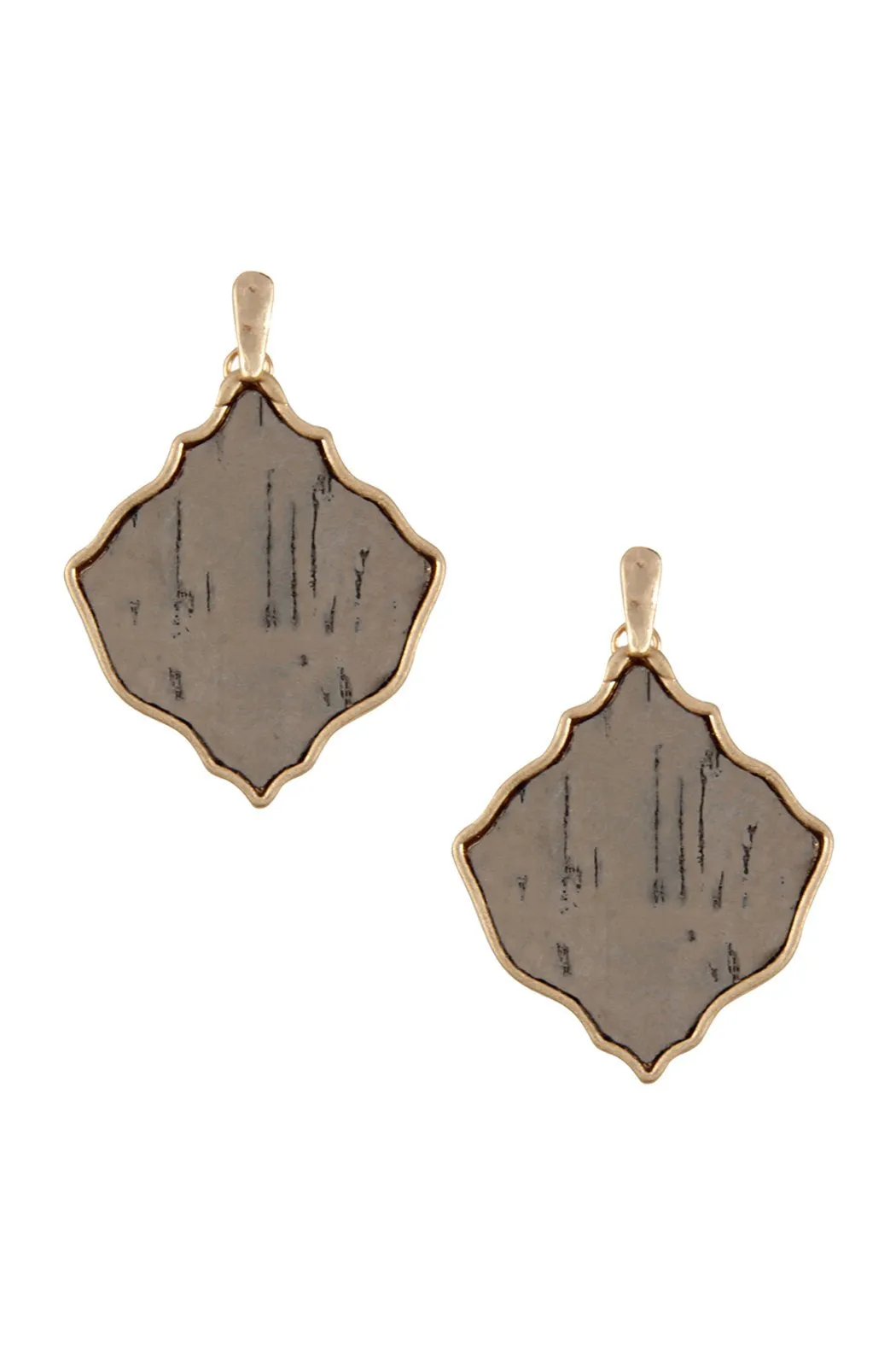 Diamond Shape Cork Post Drop Earrings