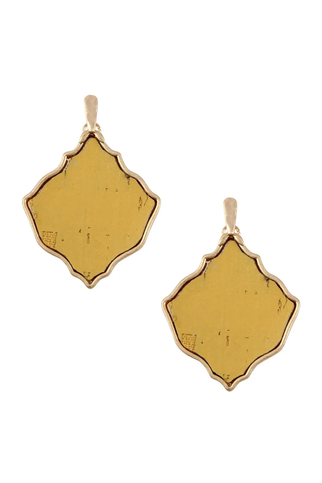 Diamond Shape Cork Post Drop Earrings