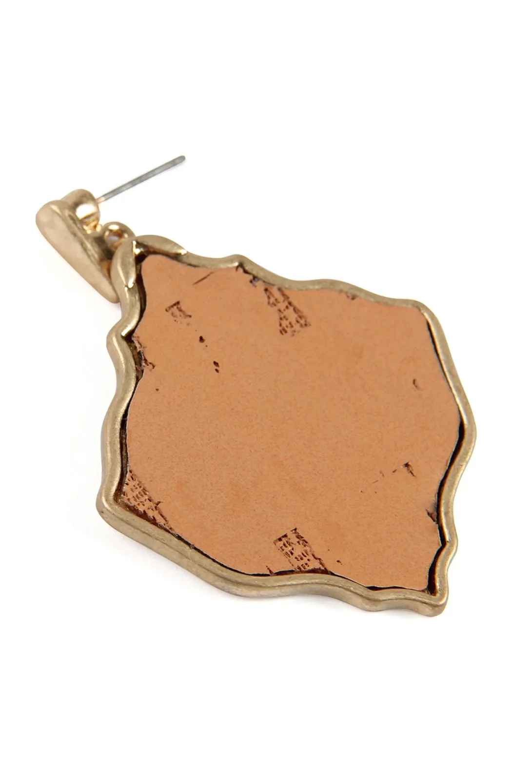 Diamond Shape Cork Post Drop Earrings