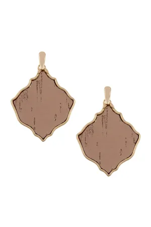 Diamond Shape Cork Post Drop Earrings