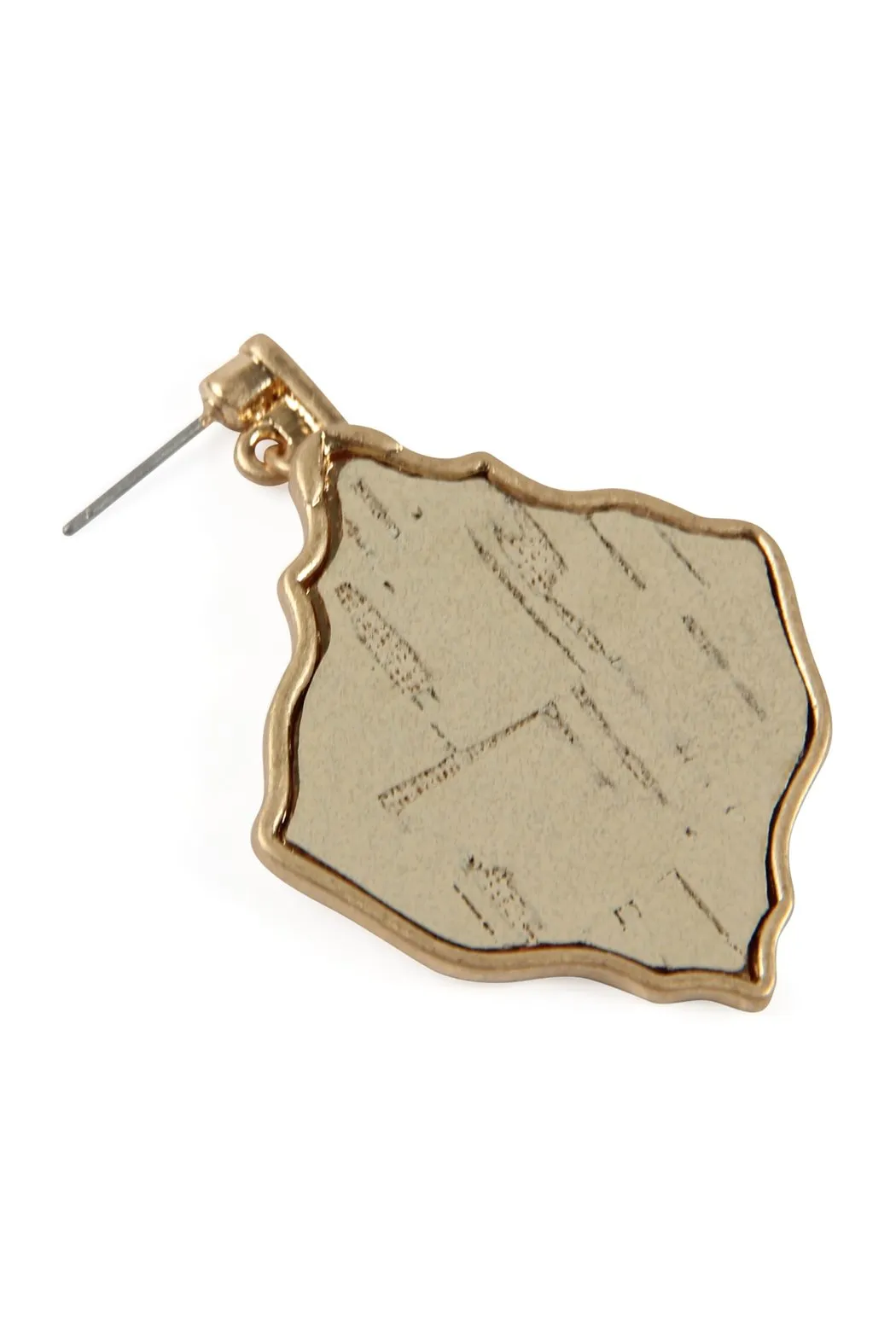 Diamond Shape Cork Post Drop Earrings