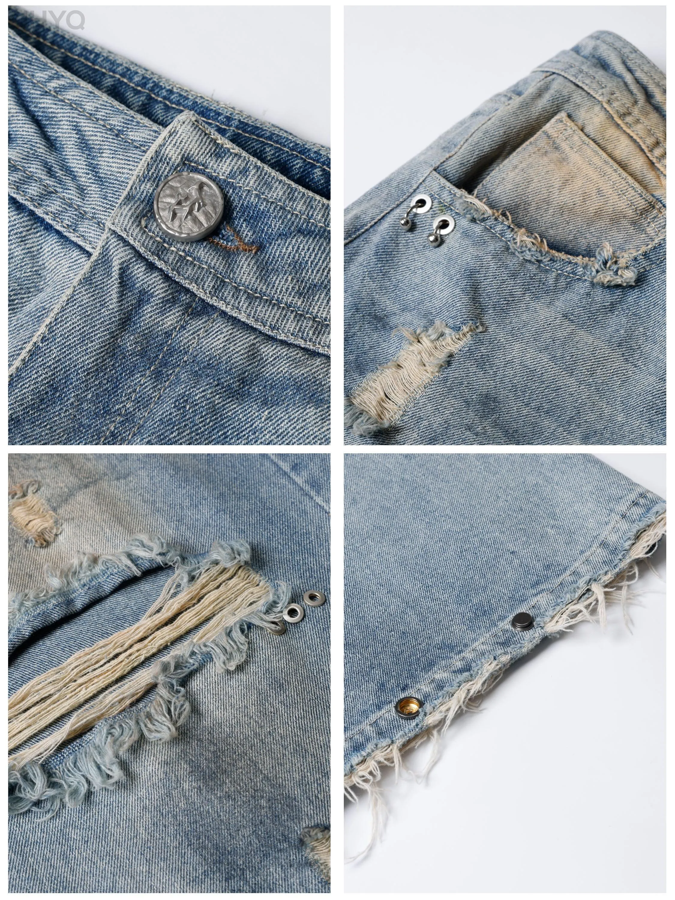 Dirty Dyed Baggy Jeans With Washed Holes