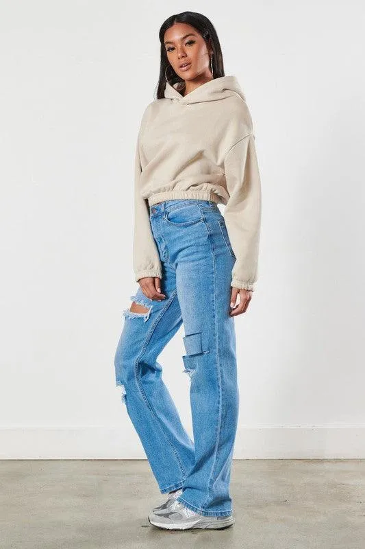 Edgy Elegance | Distressed Wide Leg Jeans