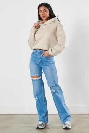 Edgy Elegance | Distressed Wide Leg Jeans