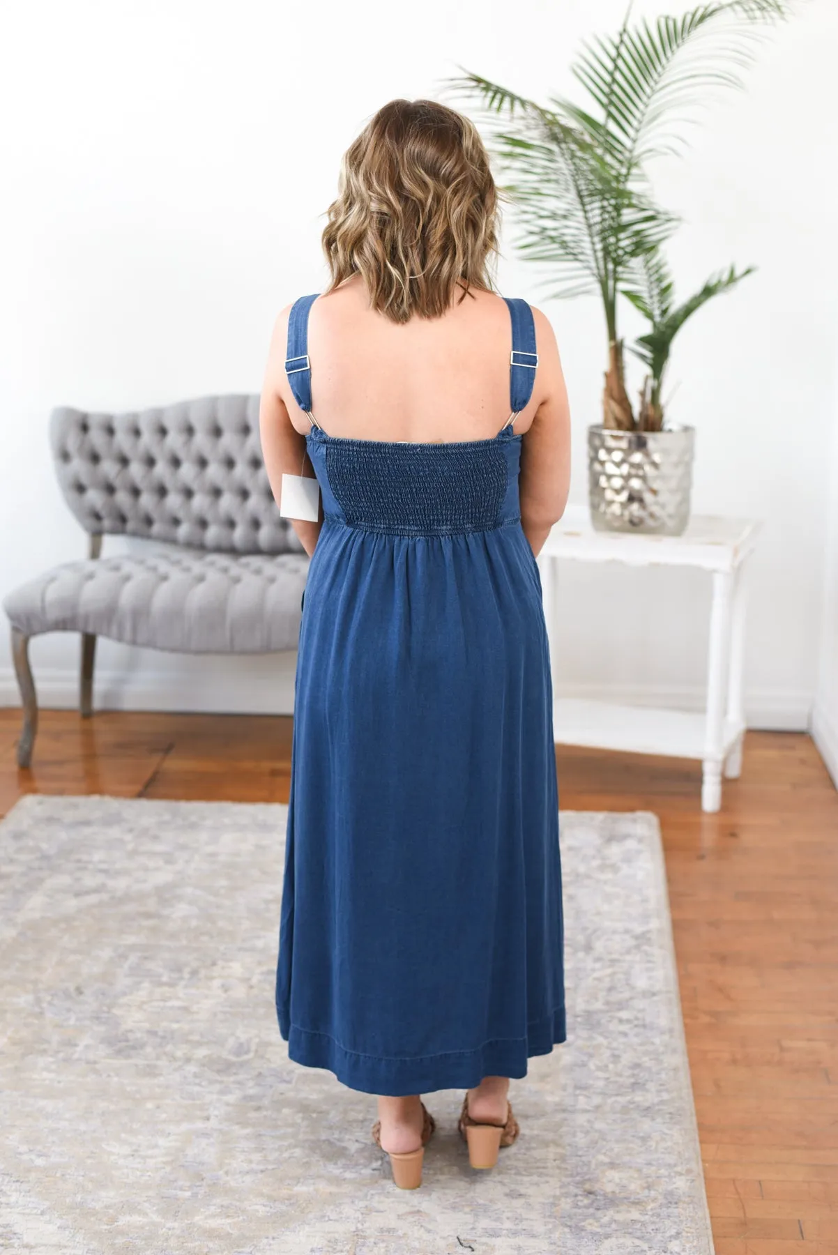 Emily Button Down Denim Maxi Dress