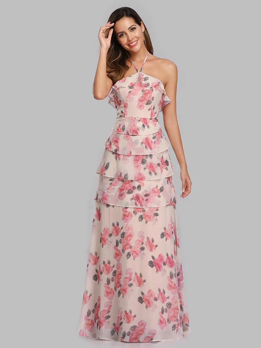 Ever-Pretty Women Feminine Halter Flower Printed Bridesmaid Dresses EP07239