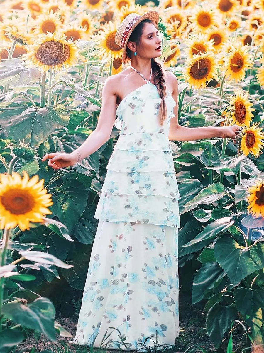 Ever-Pretty Women Feminine Halter Flower Printed Bridesmaid Dresses EP07239