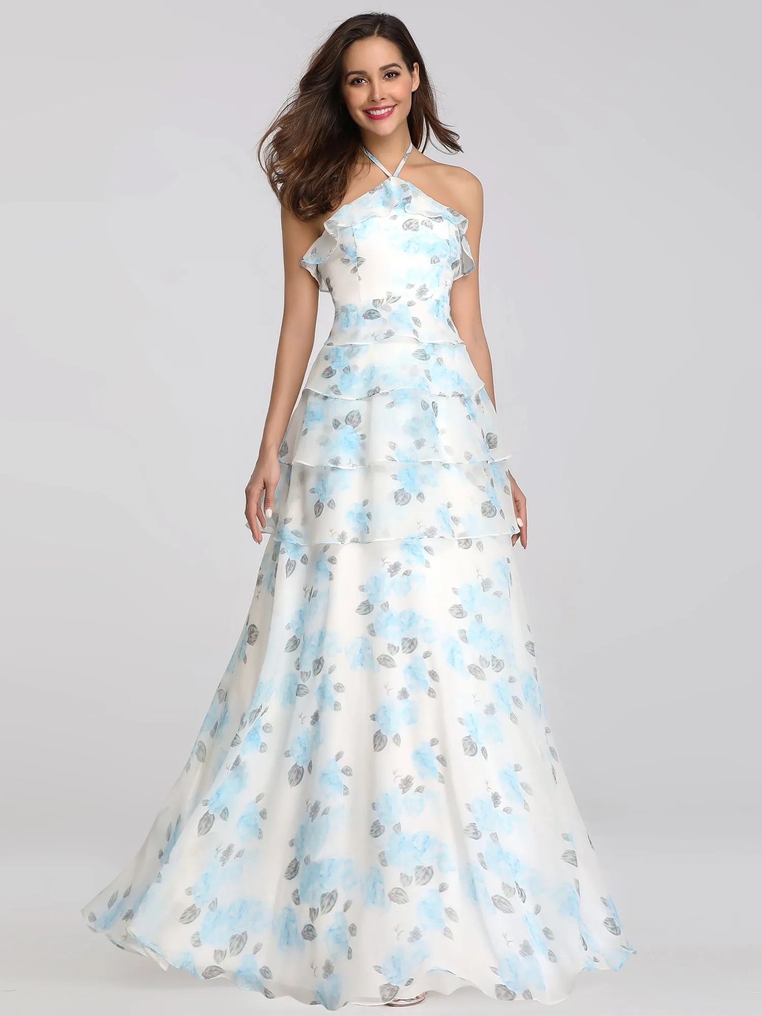 Ever-Pretty Women Feminine Halter Flower Printed Bridesmaid Dresses EP07239