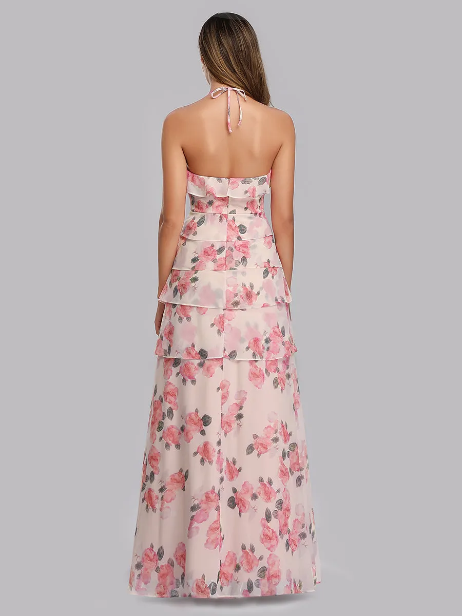 Ever-Pretty Women Feminine Halter Flower Printed Bridesmaid Dresses EP07239