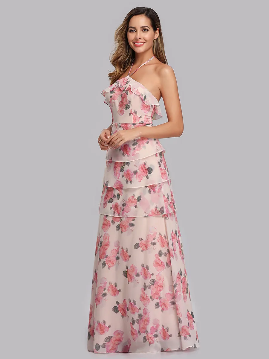 Ever-Pretty Women Feminine Halter Flower Printed Bridesmaid Dresses EP07239