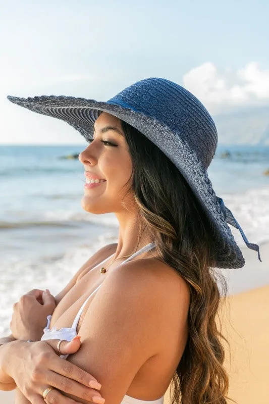 Explore More Collection - Scallop Edge Bow Accent Sunhat