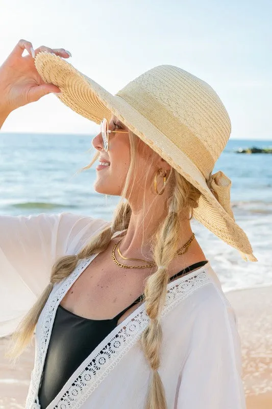 Explore More Collection - Scallop Edge Bow Accent Sunhat