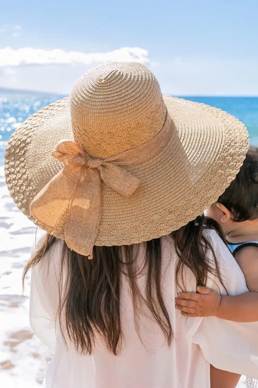 Explore More Collection - Scallop Edge Bow Accent Sunhat