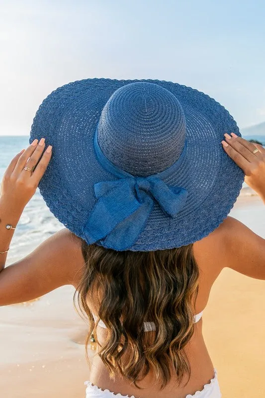 Explore More Collection - Scallop Edge Bow Accent Sunhat