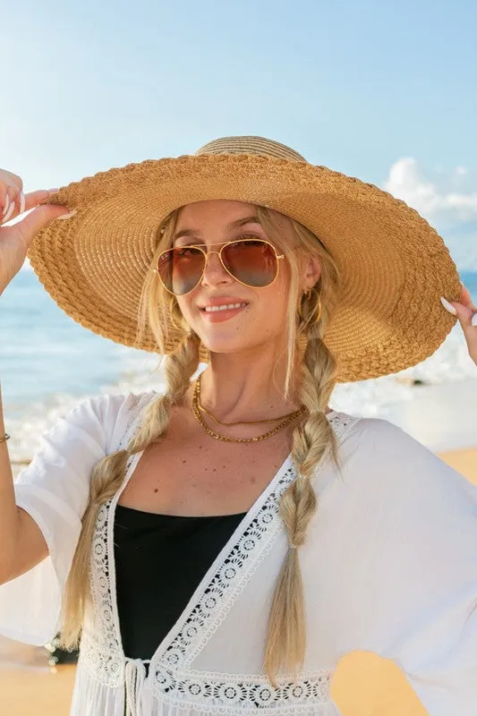 Explore More Collection - Scallop Edge Bow Accent Sunhat