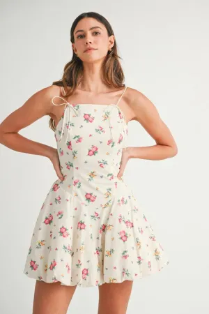 FLORAL PRINT BUBBLE HEM MINI DRESS