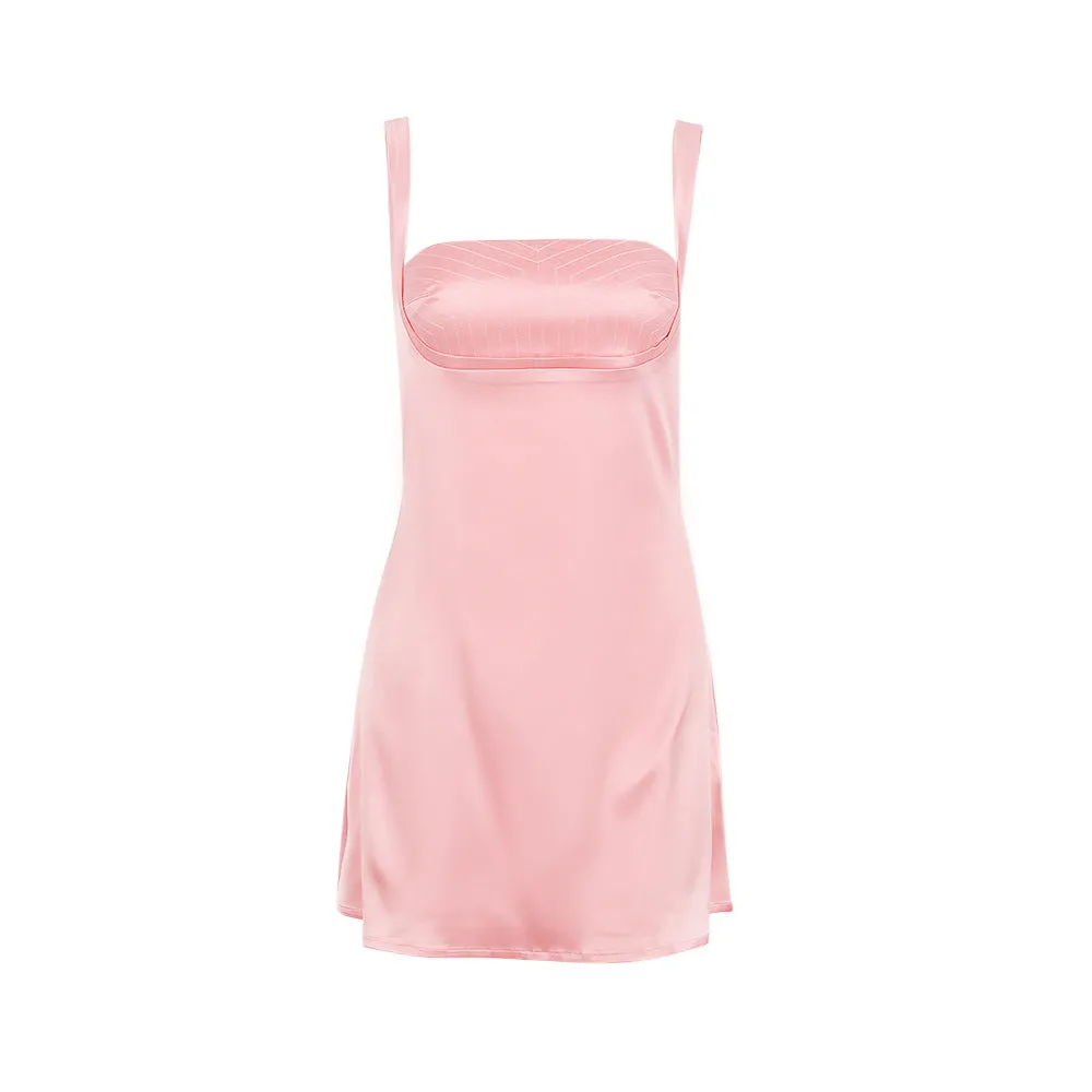 French Style Patchwork Satin Dress